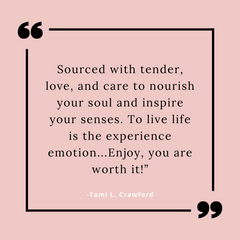 Quote by Tami L. Crawford on a pink background