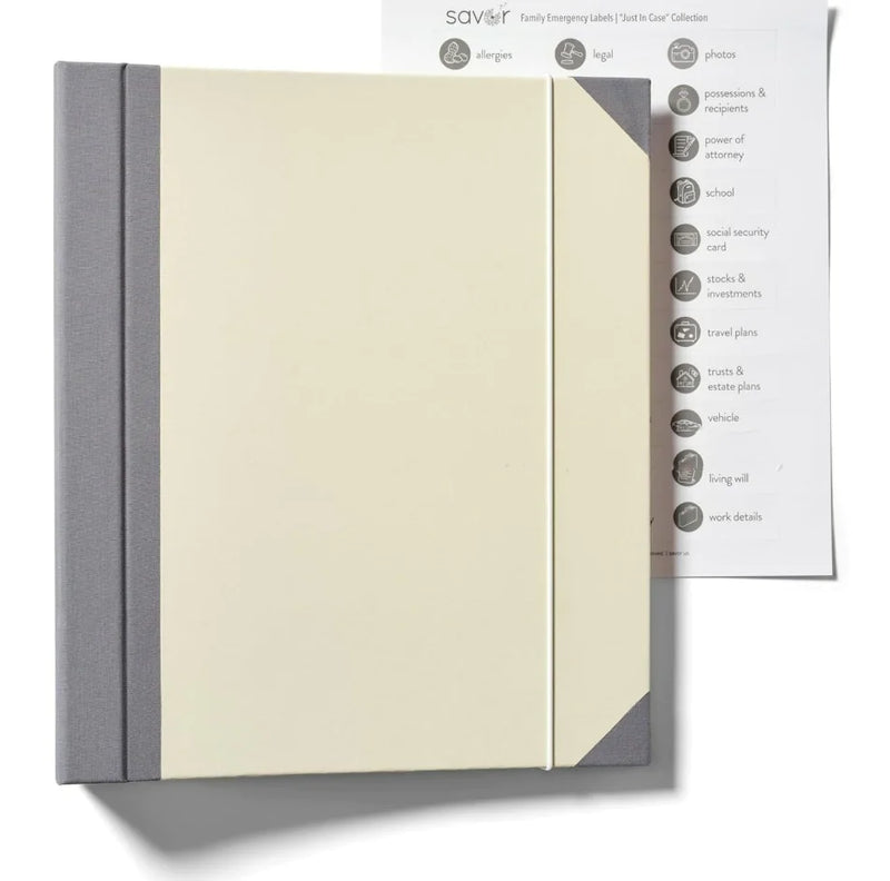 Gray and beige planner on a white background