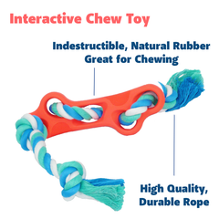 Interactive chew toy with rope on a white background