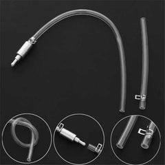 Transparent silicone hose with connectors on a black background