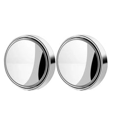 Two silver rings with a reflective surface on a white background