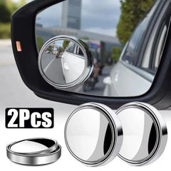Car side mirror with two additional round mirrors attached, showing their reflective surfaces.
