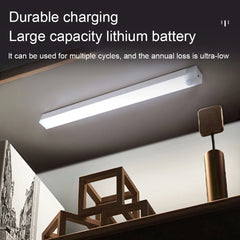Ceiling light fixture with text about durable charging and large capacity lithium battery