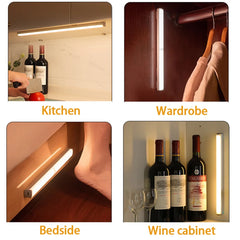 Collage of a light fixture in various settings including kitchen, wardrobe, bedside, and wine cabinet.