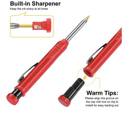 Red pencil with sharpener mechanism on a white background