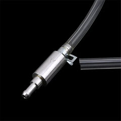Hose with a metallic nozzle on a black background