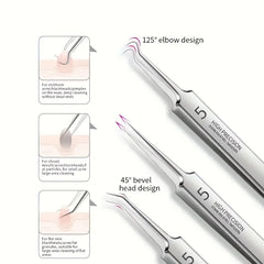 Tweezers with design features highlighted on a white background