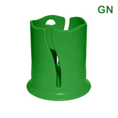 Green plastic cup holder on a white background