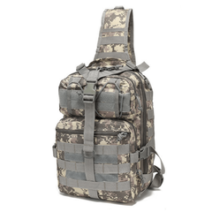 Camouflage tactical sling bag on a white background