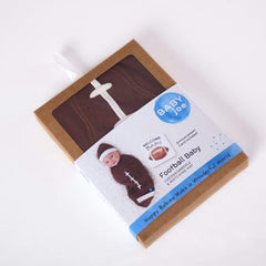 Baby swaddle and matching hat in packaging with 'Baby Joe' branding on a white background