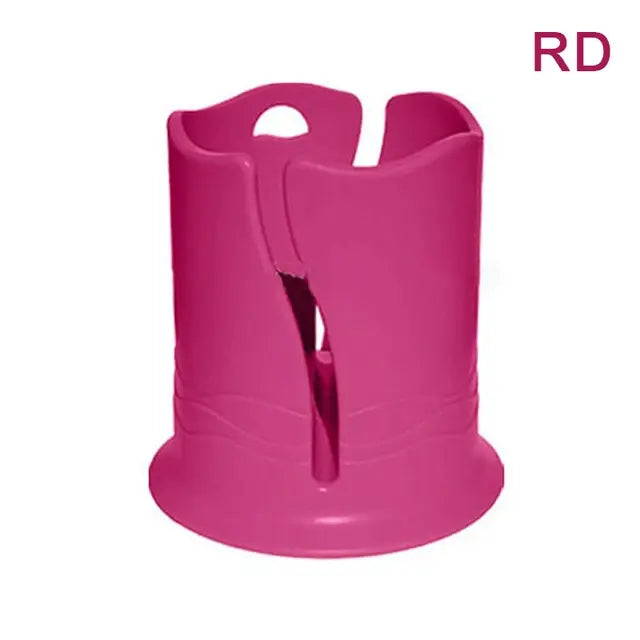 Red plastic cup holder on a white background