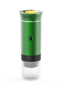 Green electric electric coffee maker on a white background