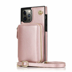 Pink phone case with a strap on a white background