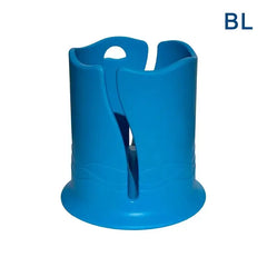Blue plastic cup holder on a white background
